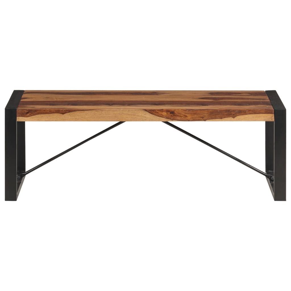 Brown Solid Sheesham Wood Coffee Table with Steel Legs W129024