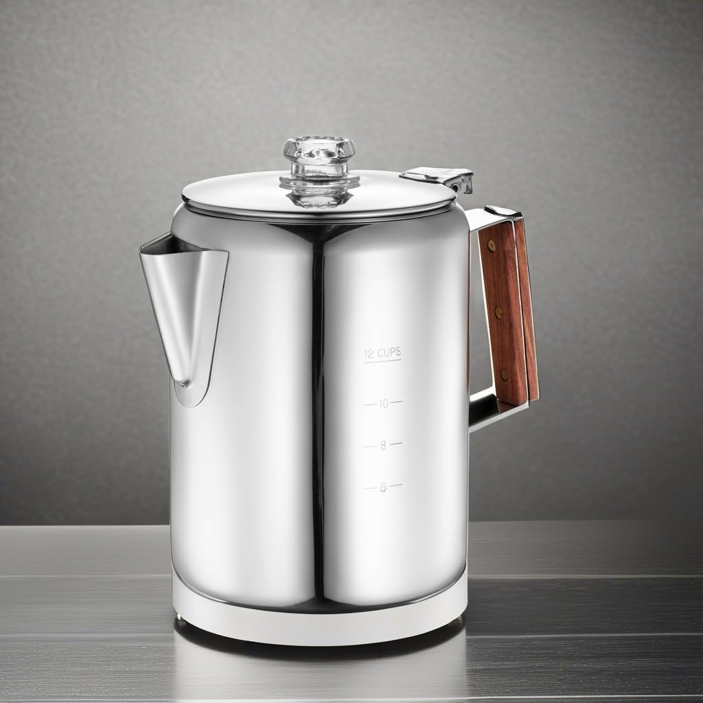 12 Cup Stainless Steel Percolator Coffee Maker Pot N68463