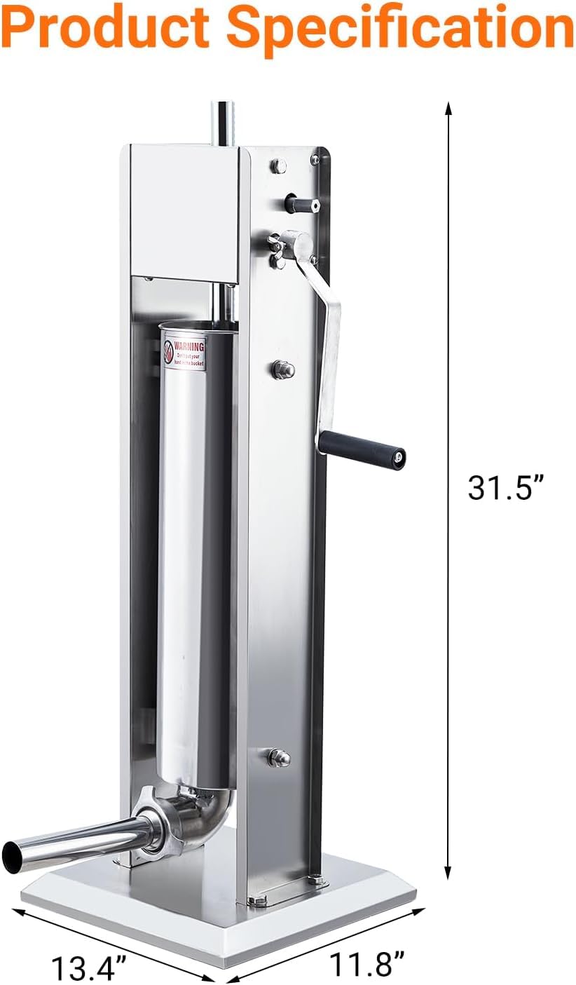 7L Stainless Steel Vertical Sausage Stuffer with 5 Stuffing Tubes X223