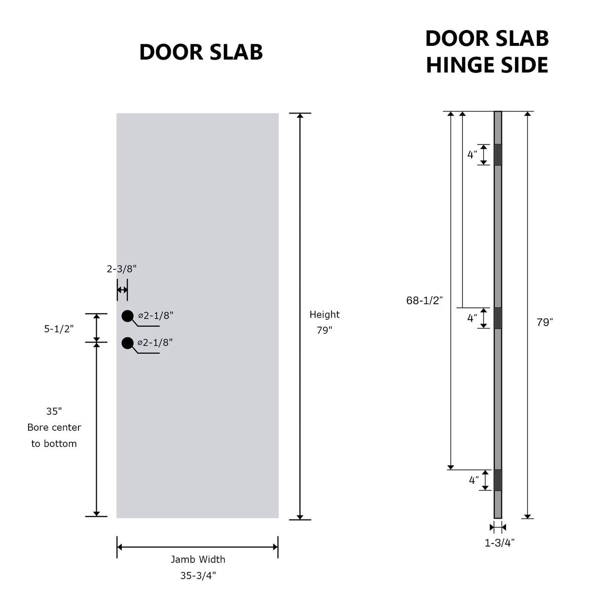 36" x 80" Black FRP Entry Door G692