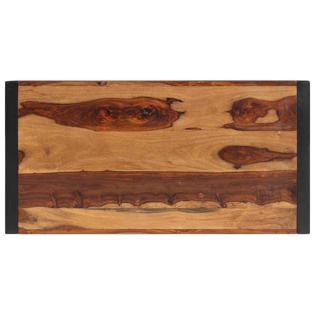 Brown Solid Sheesham Wood Coffee Table with Steel Legs W129024