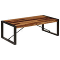 Brown Solid Sheesham Wood Coffee Table with Steel Legs W129024