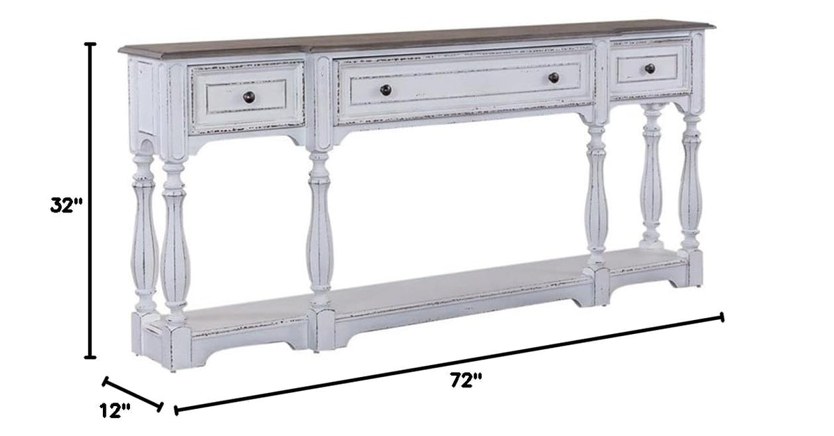 72-Inch Console Table with 3 Drawers and Bottom Shelf H604