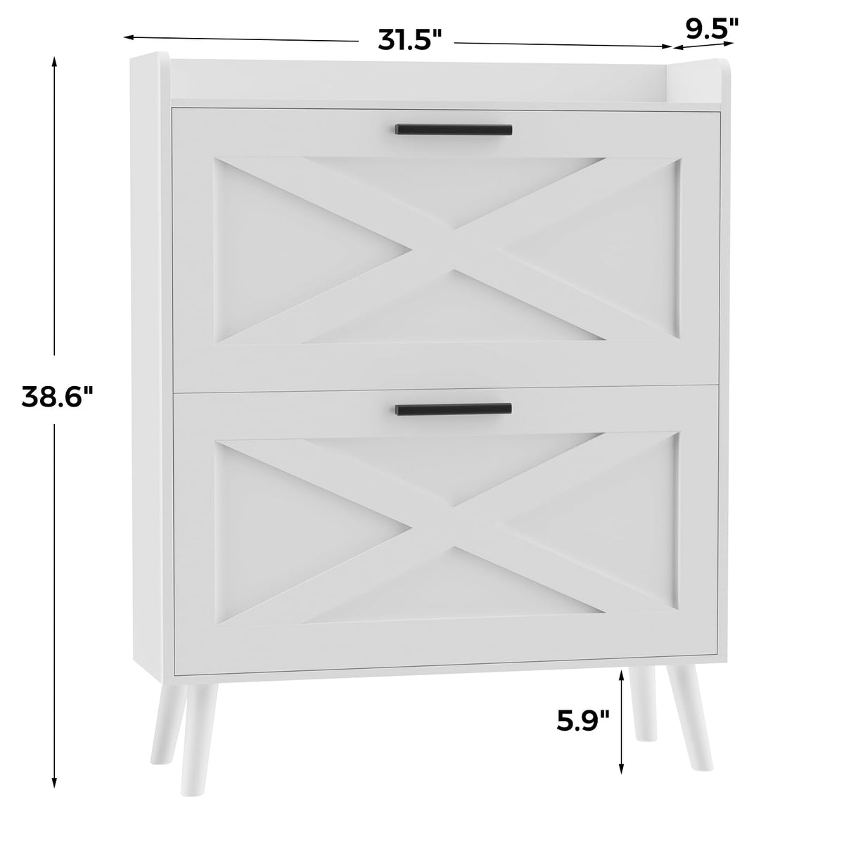 Farmhouse Shoe Storage Cabinet with Flip Drawers V992