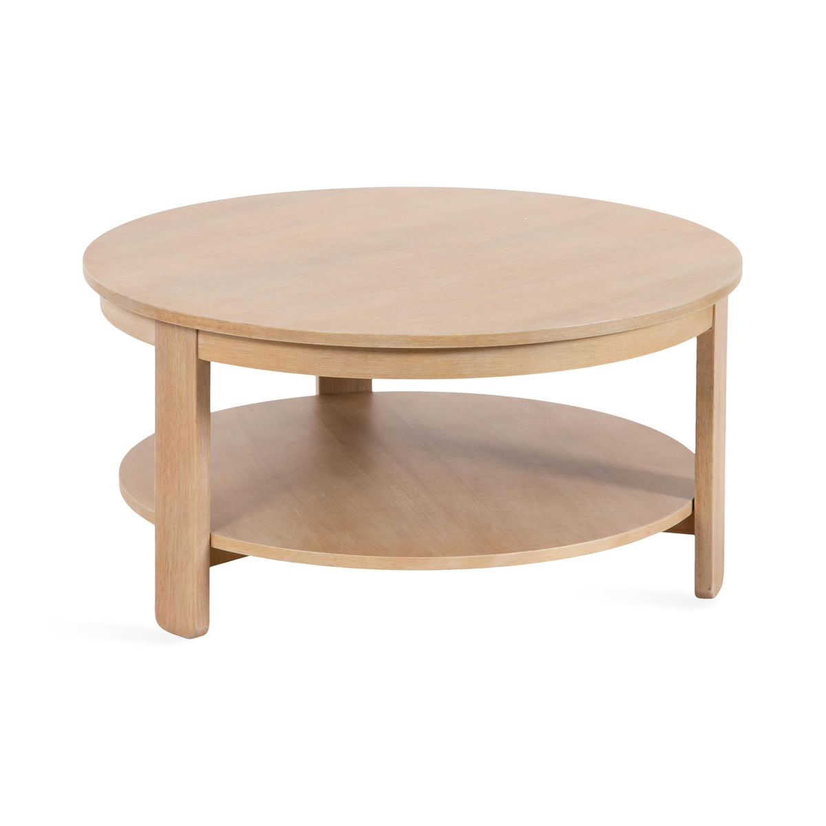 Round Two-Tier Wood Coffee Table with Storage O646236