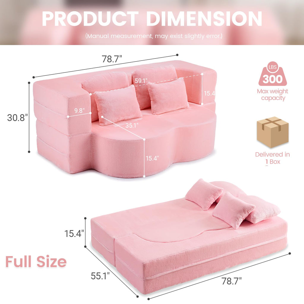 Pink Convertible Sofa Bed T853