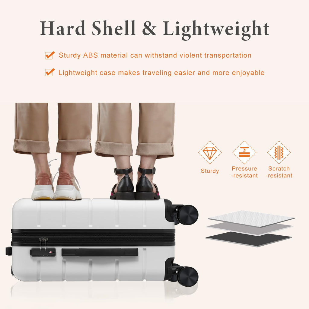 20 Inch White Hard Shell Carry on Luggage D99495