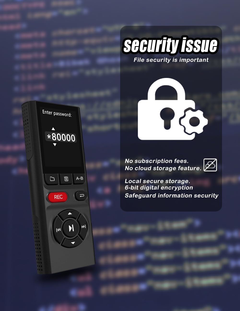 64GB Digital Voice Recorder with Playback USB I7673