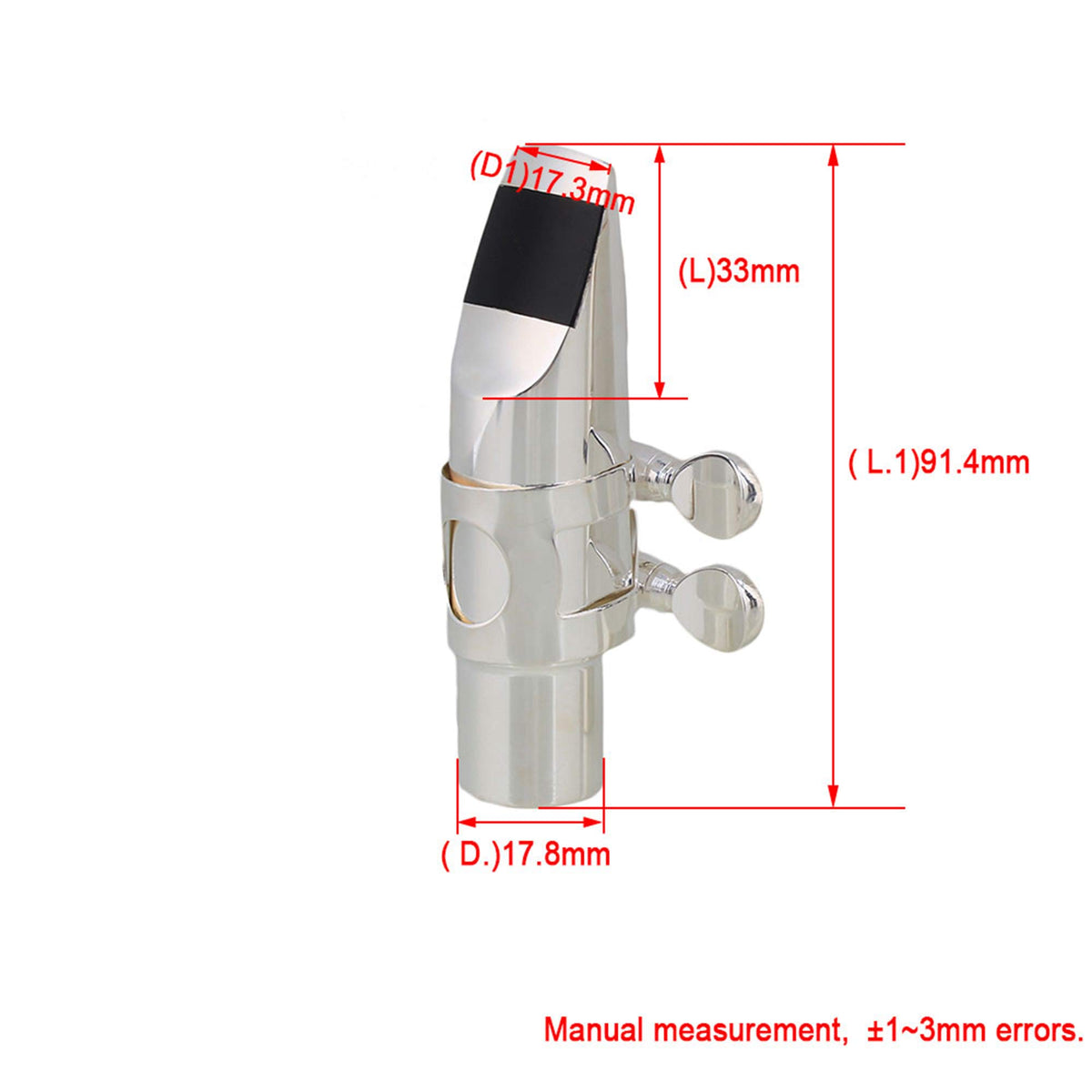 Silver Brass Alto Saxophone Mouthpiece with Cap Ligature P104