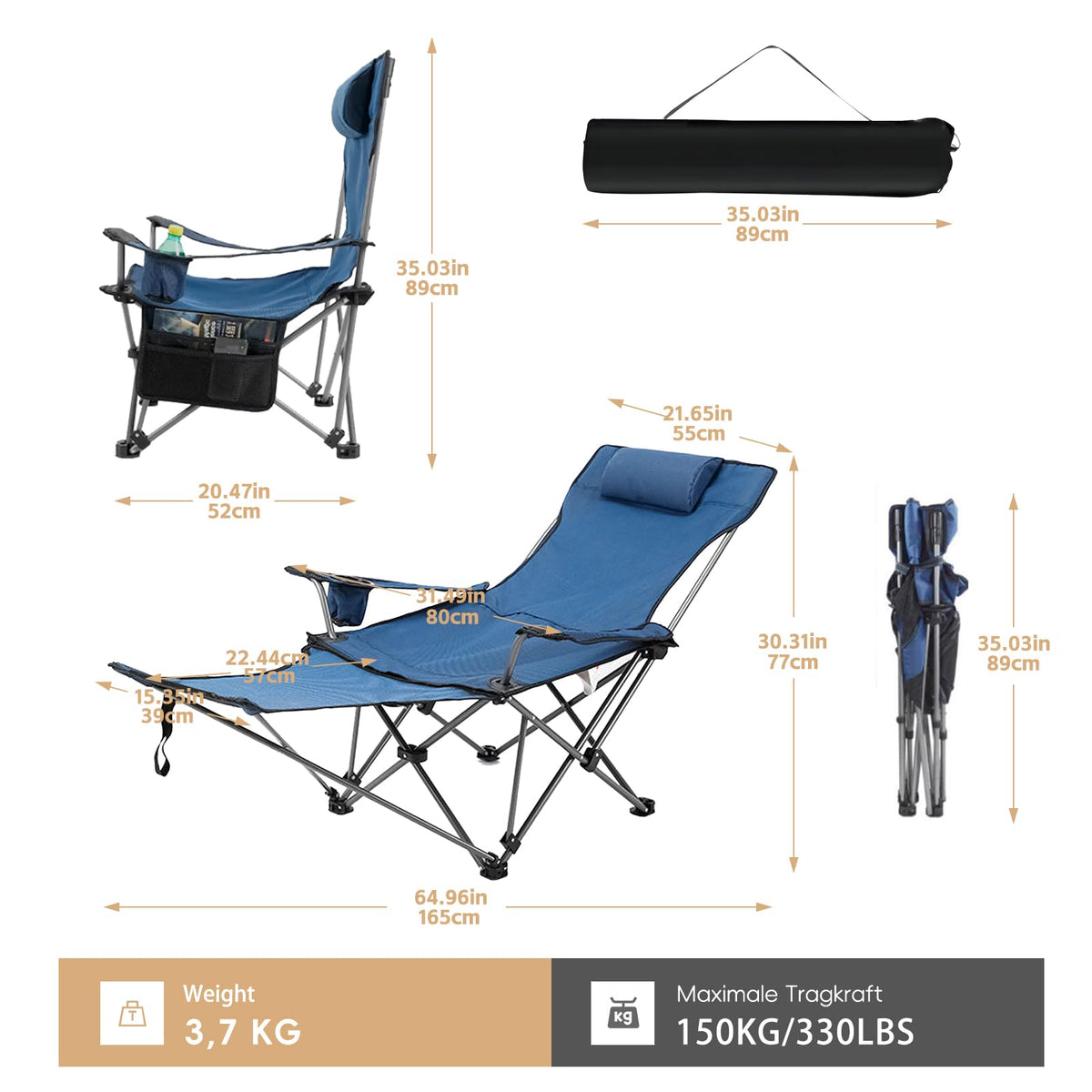 Zero Gravity Reclining Folding Chair with Footrest Cup Holder V884671