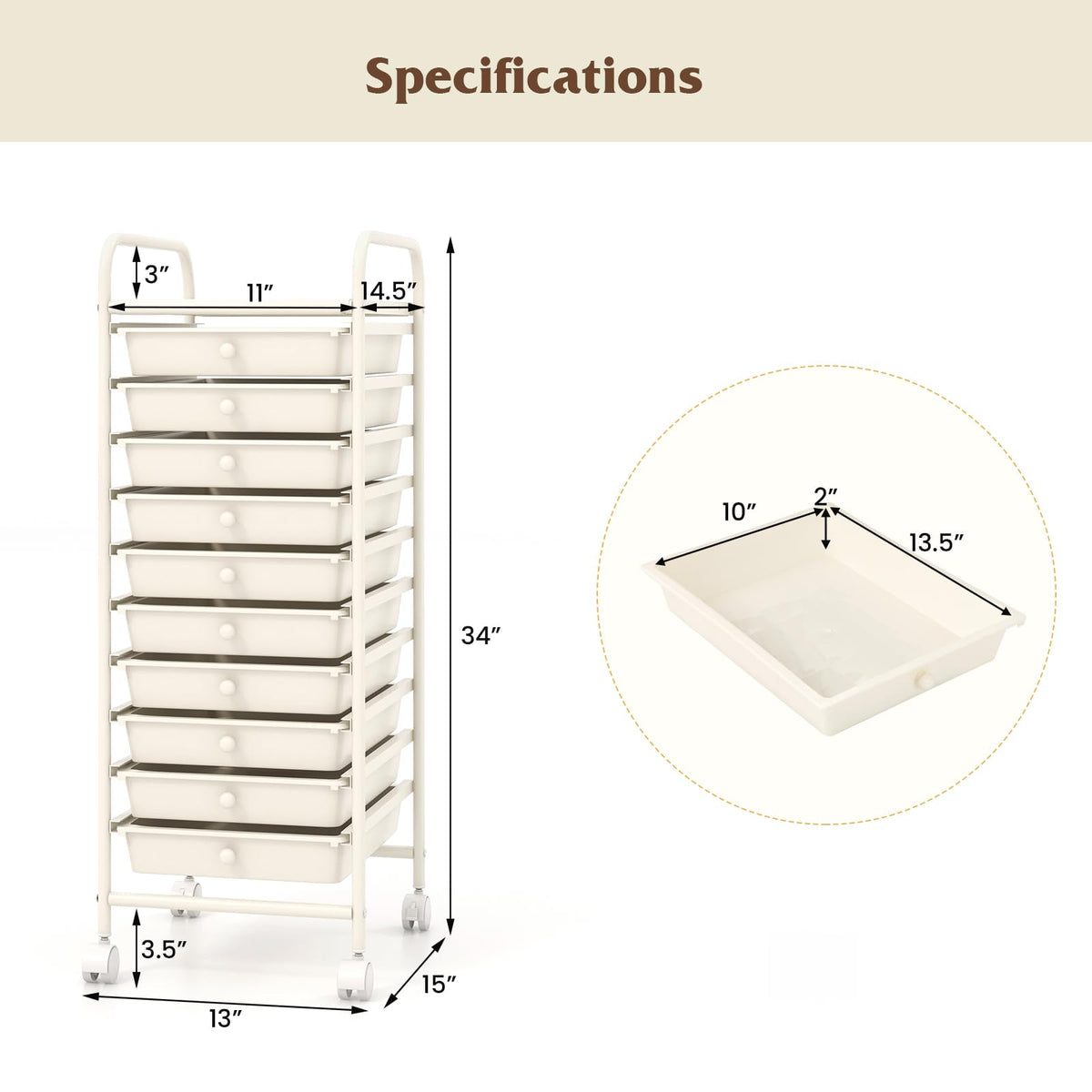 10 Drawer Storage Cart X983272
