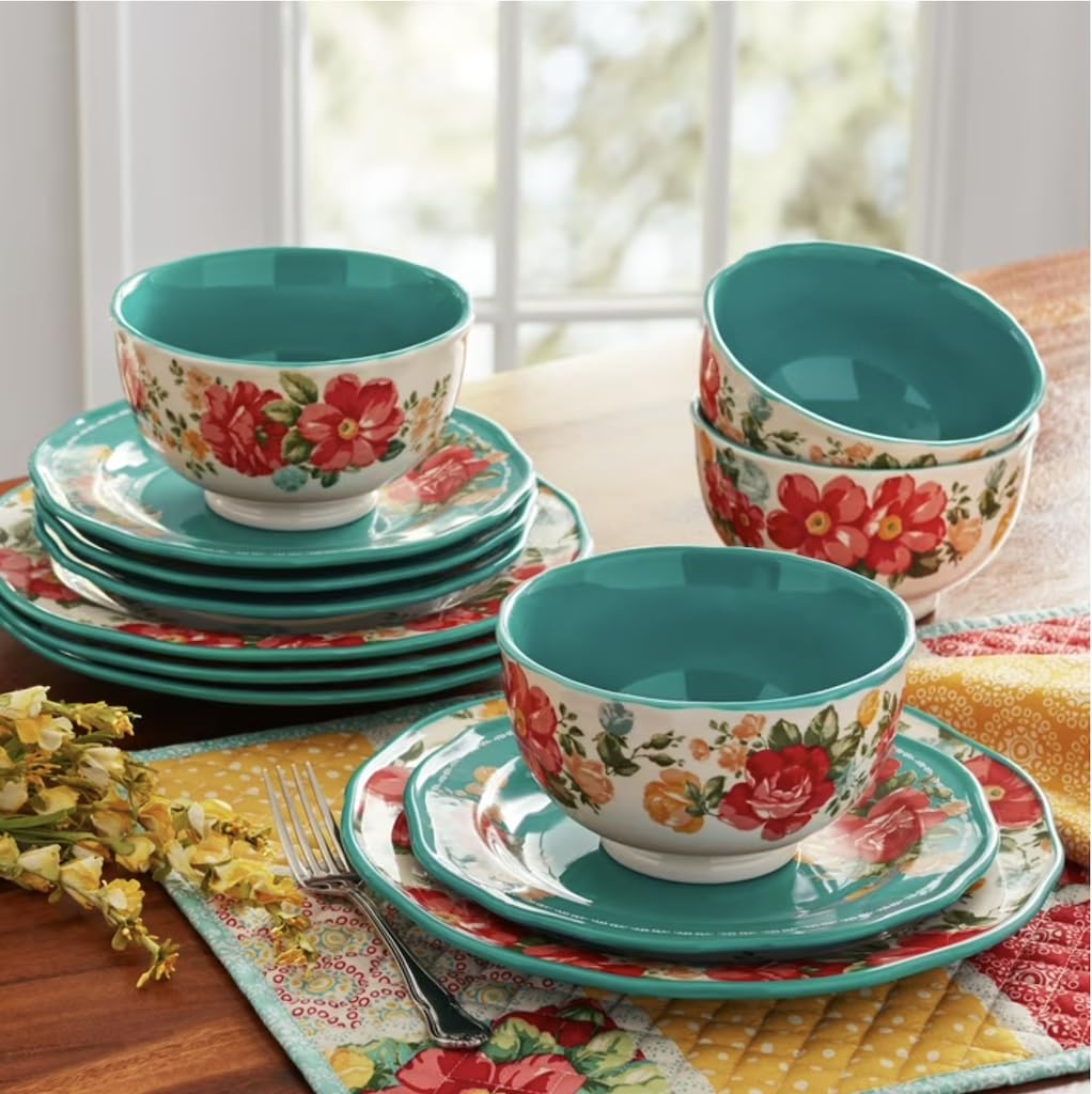 12-Piece Teal Dinnerware Set X558