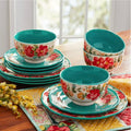 12-Piece Teal Dinnerware Set X558