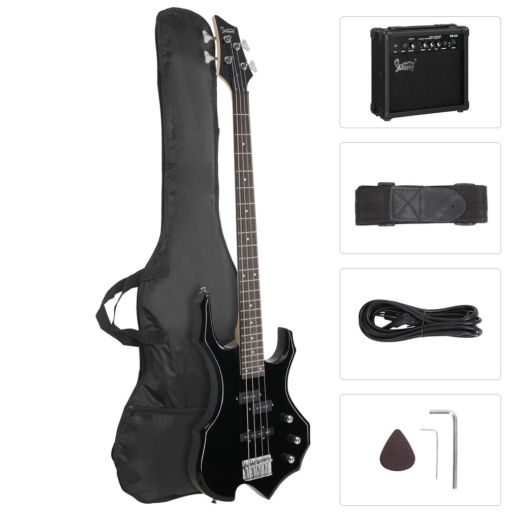 Electric Bass Guitar 4 Strings Black T26299