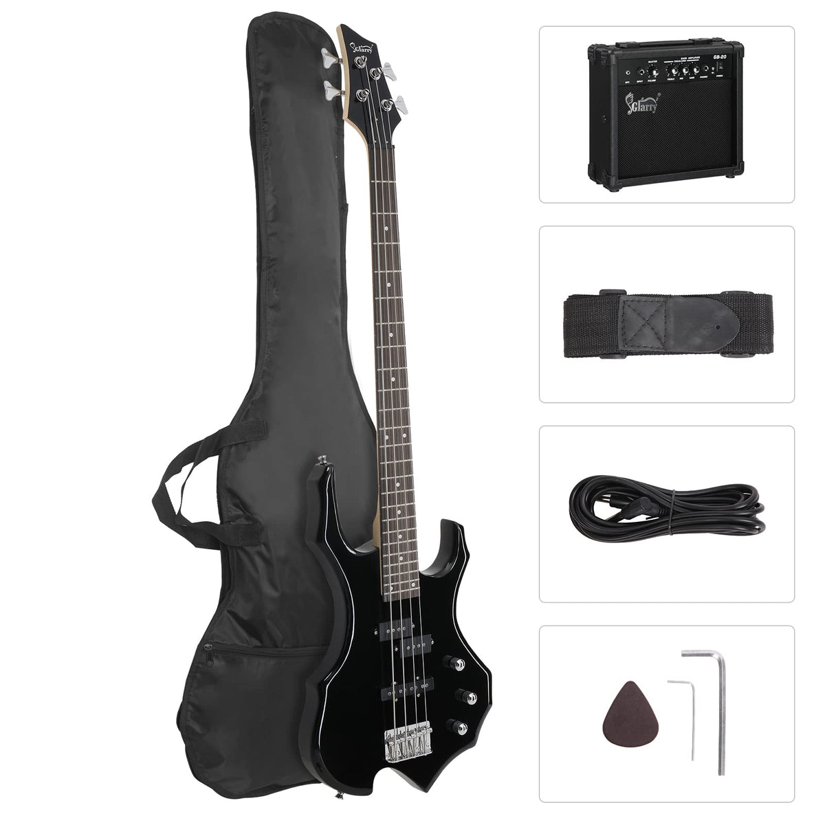 Electric Bass Guitar 4 Strings Black T26299