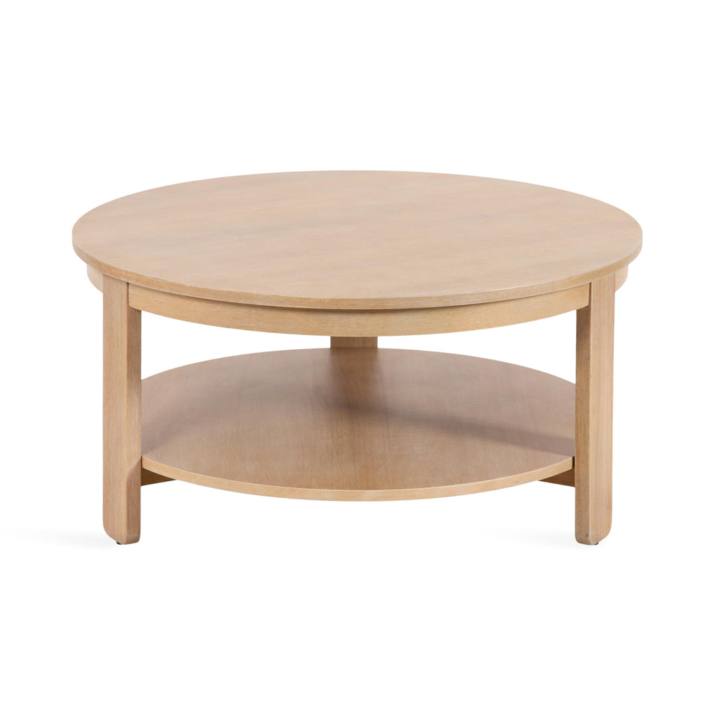 Round Two-Tier Wood Coffee Table with Storage O646236