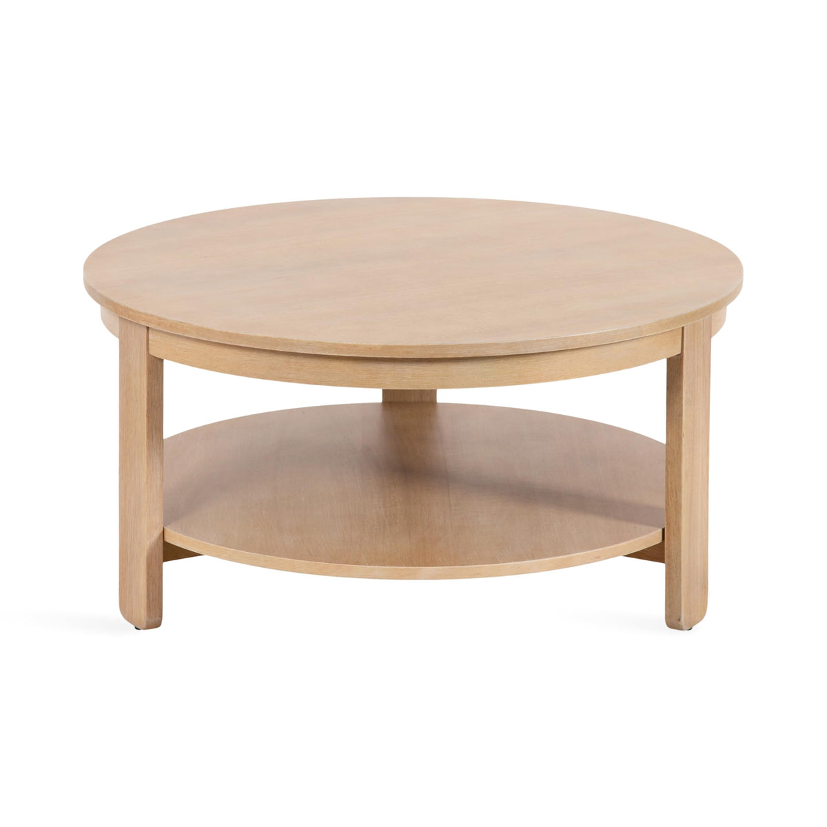 Round Two-Tier Wood Coffee Table with Storage O646236