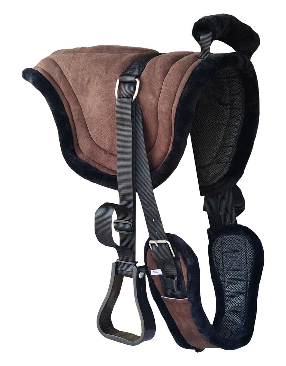 Padded Suede Leather Bareback Pad with Girth & Stirrups T24083