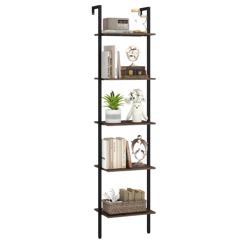5 Tier Wall Mount Ladder Shelf with Metal Frame Y622315