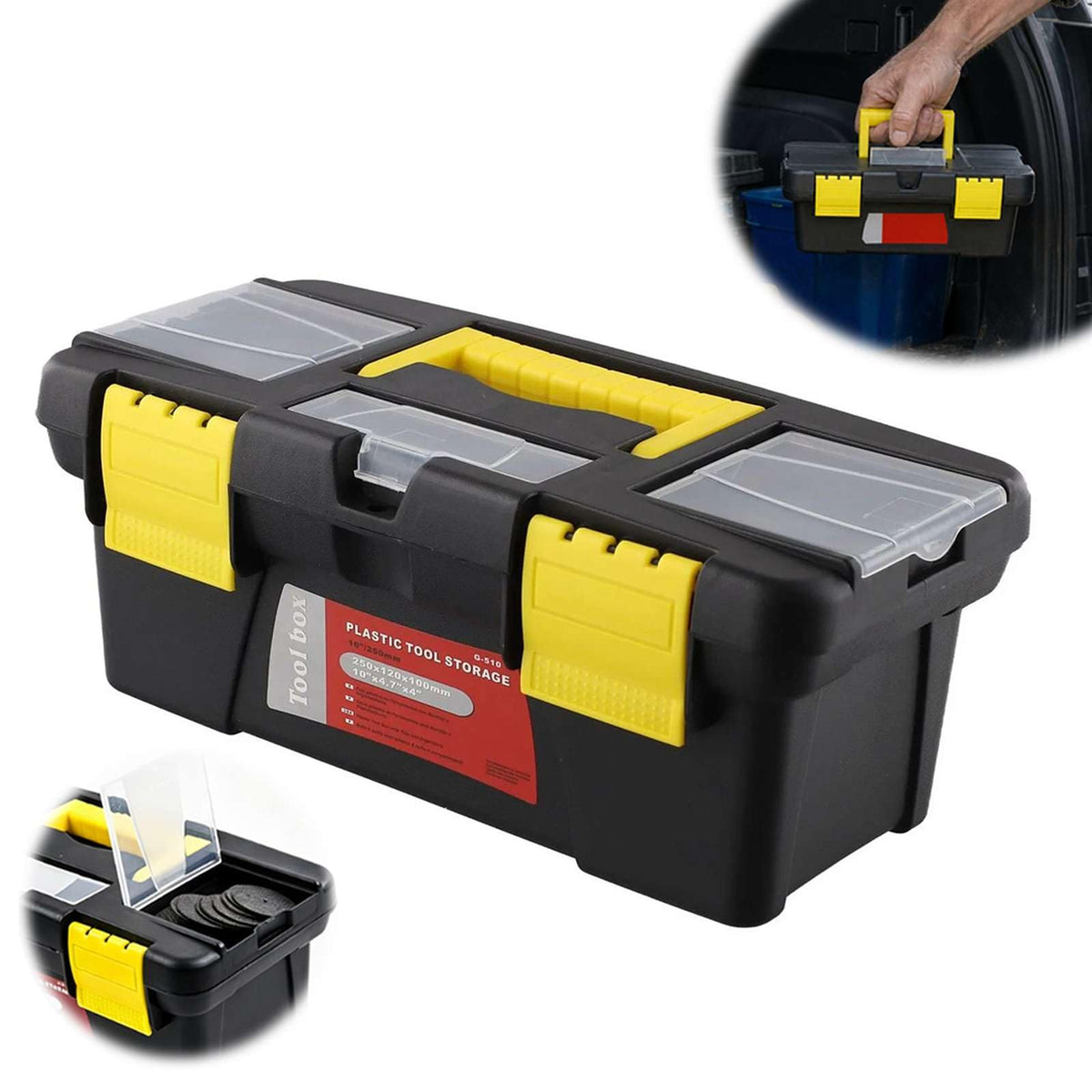 10-Inch Two-Layer Plastic Toolbox with Reinforced Handle B371