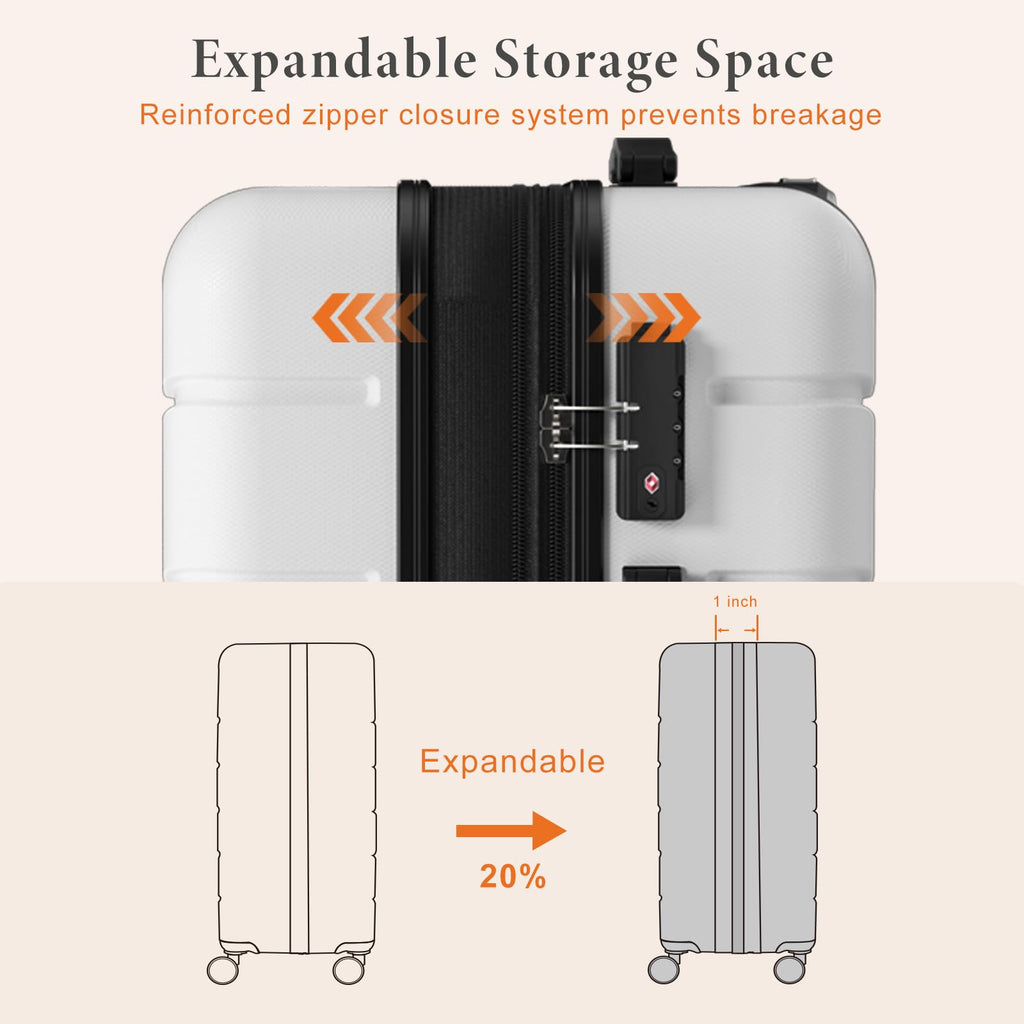20 Inch White Hard Shell Carry on Luggage D99495