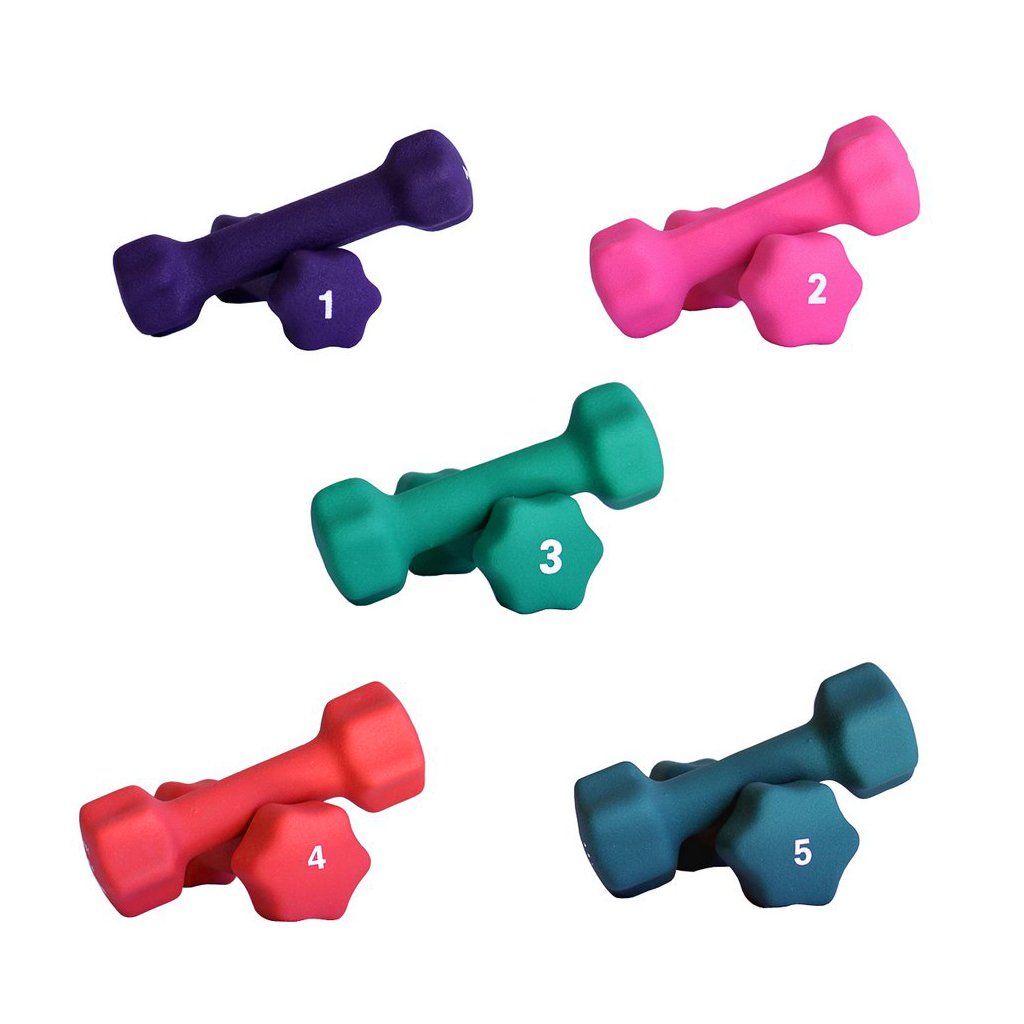 Neoprene Dumbbell Set with White Vertical Dumbbell Rack V434995