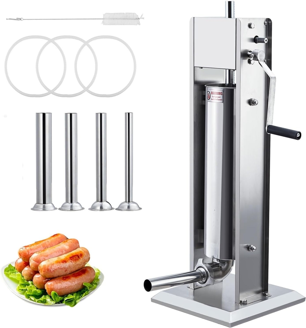 7L Stainless Steel Vertical Sausage Stuffer with 5 Stuffing Tubes X223