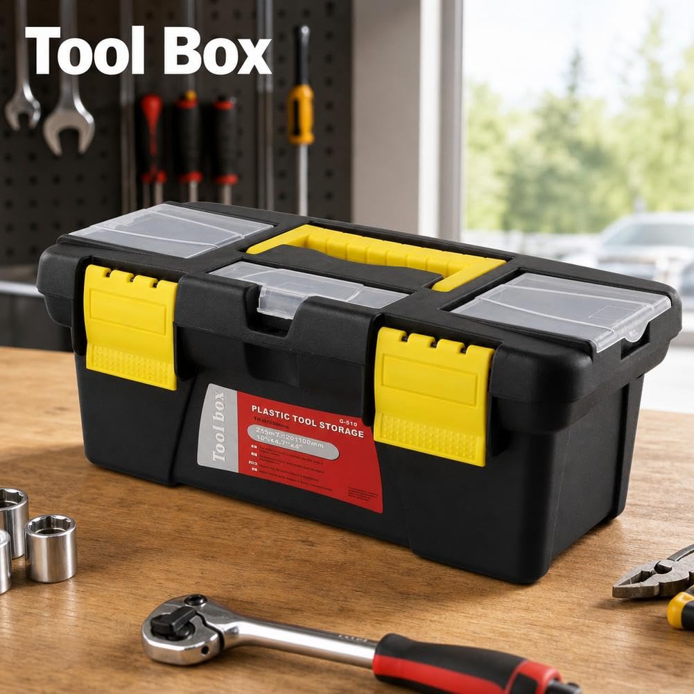 10-Inch Two-Layer Plastic Toolbox with Reinforced Handle B371