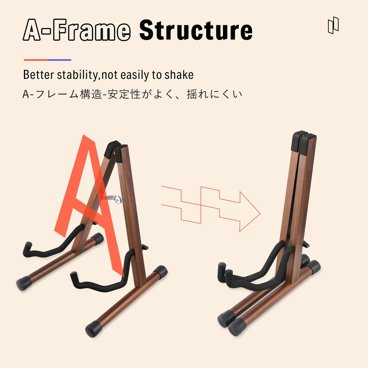 Wooden A Frame Folding Guitar Stand V2842