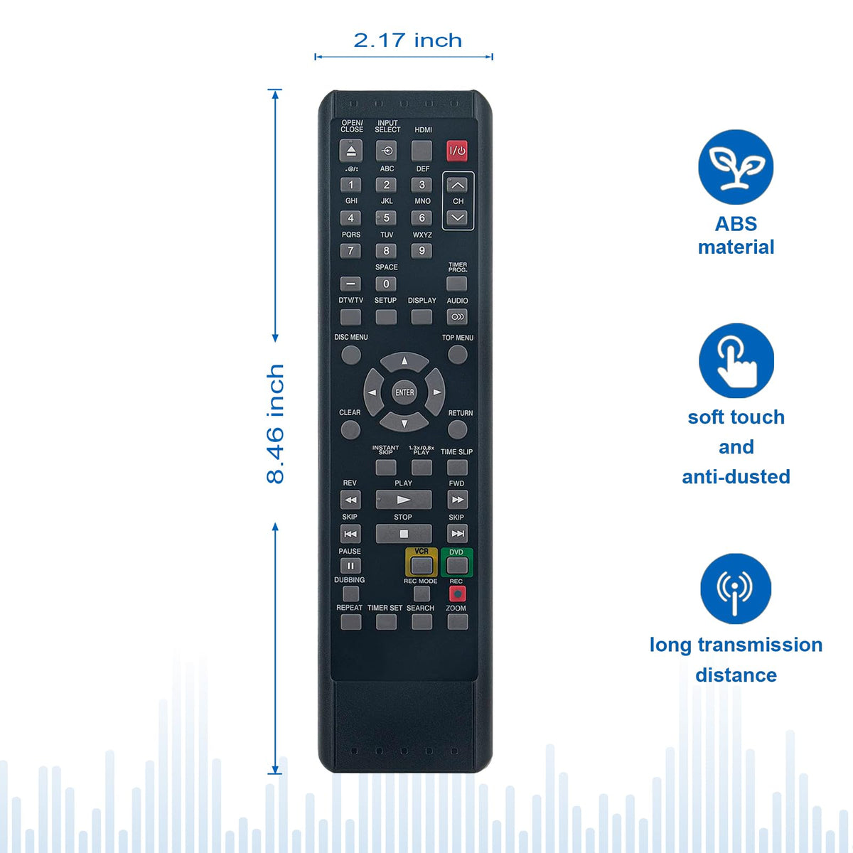 Replace Remote Control for DVD VCR Combo Player V43891