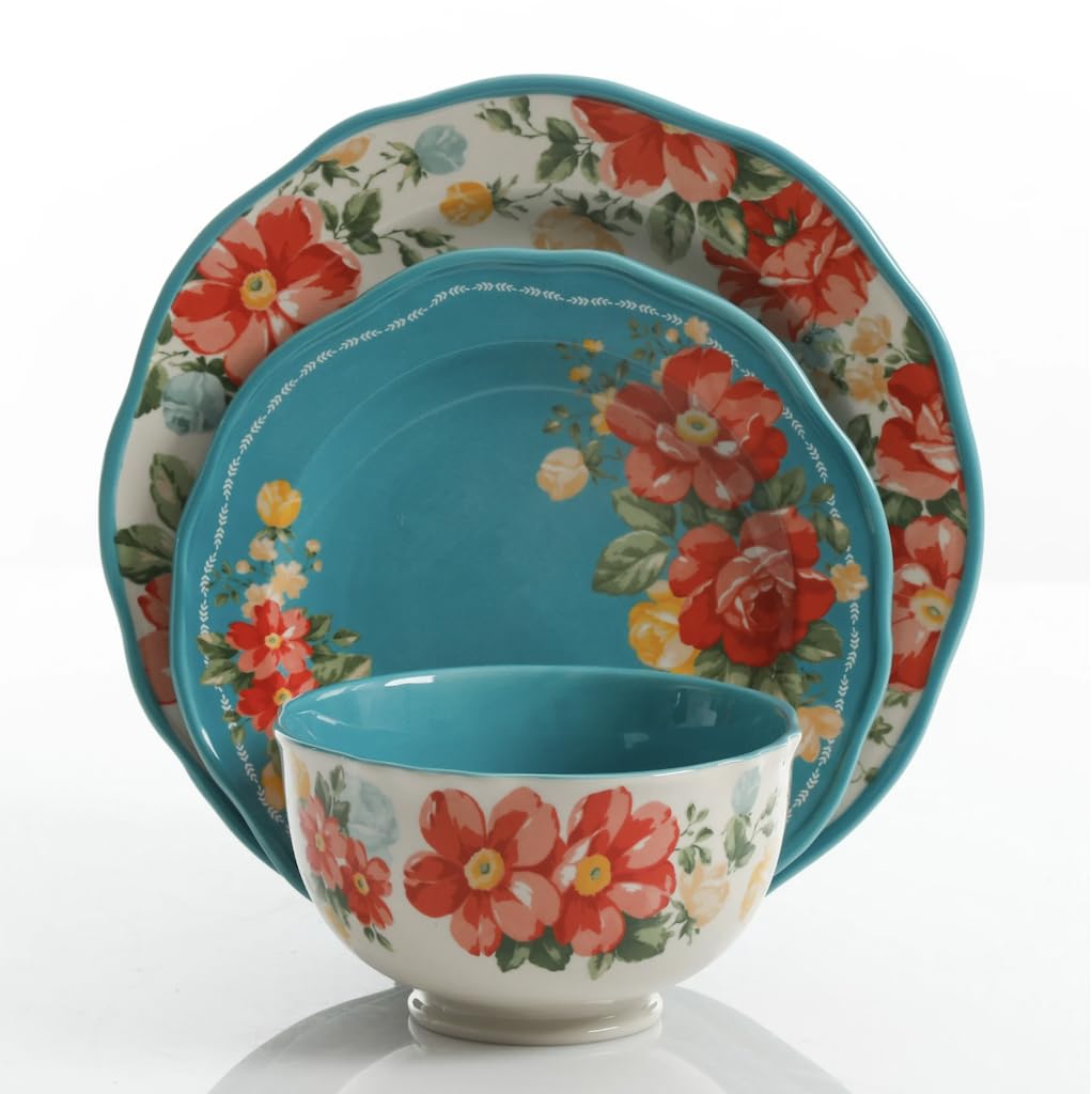12-Piece Teal Dinnerware Set X558