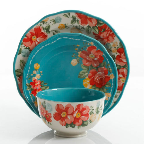 12-Piece Teal Dinnerware Set X558