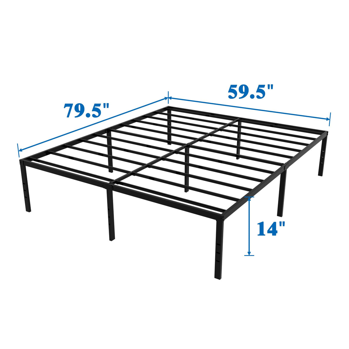 Queen Size Black Metal Platform Bed Frame S9899
