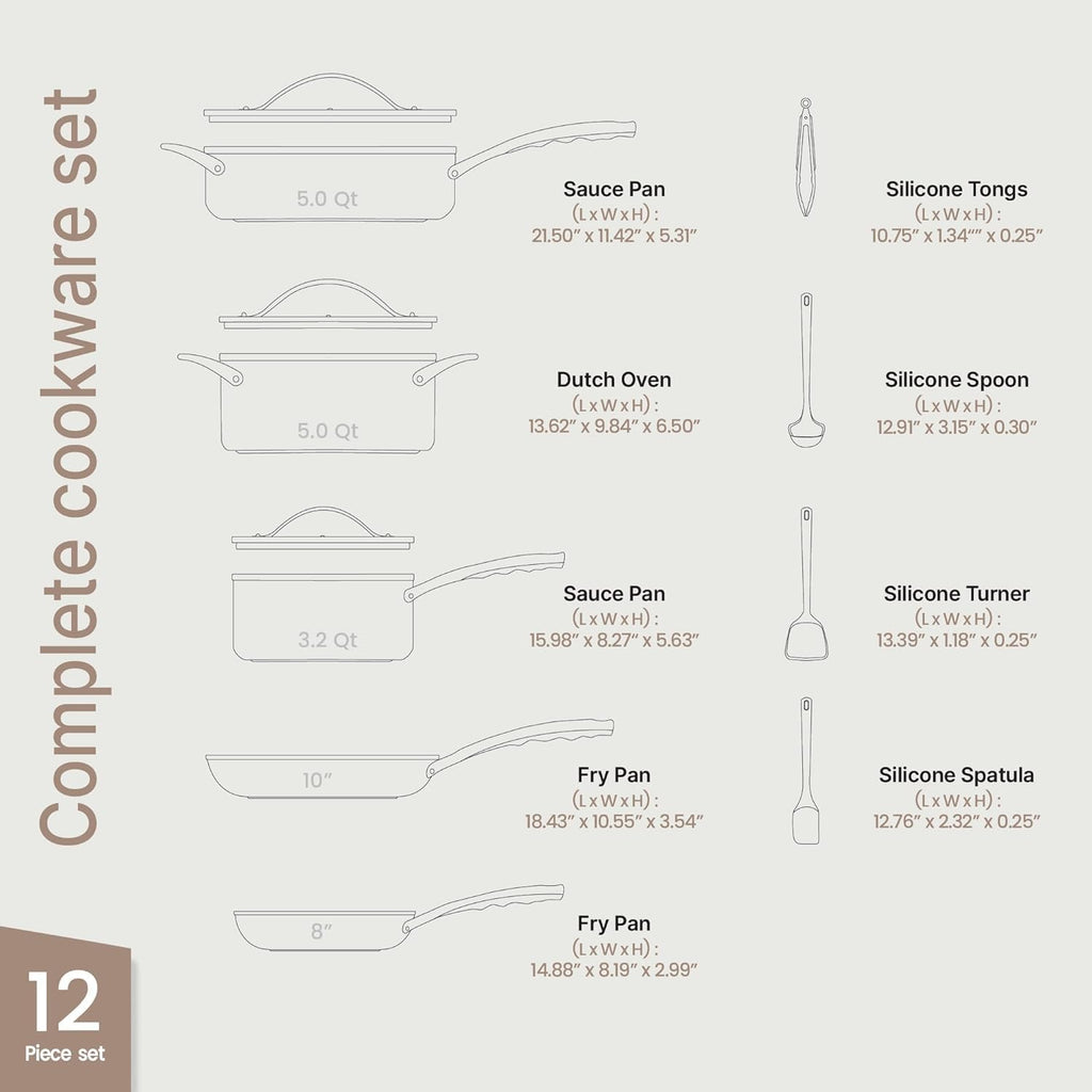 12-Piece Nonstick Ceramic Cookware Set Y660
