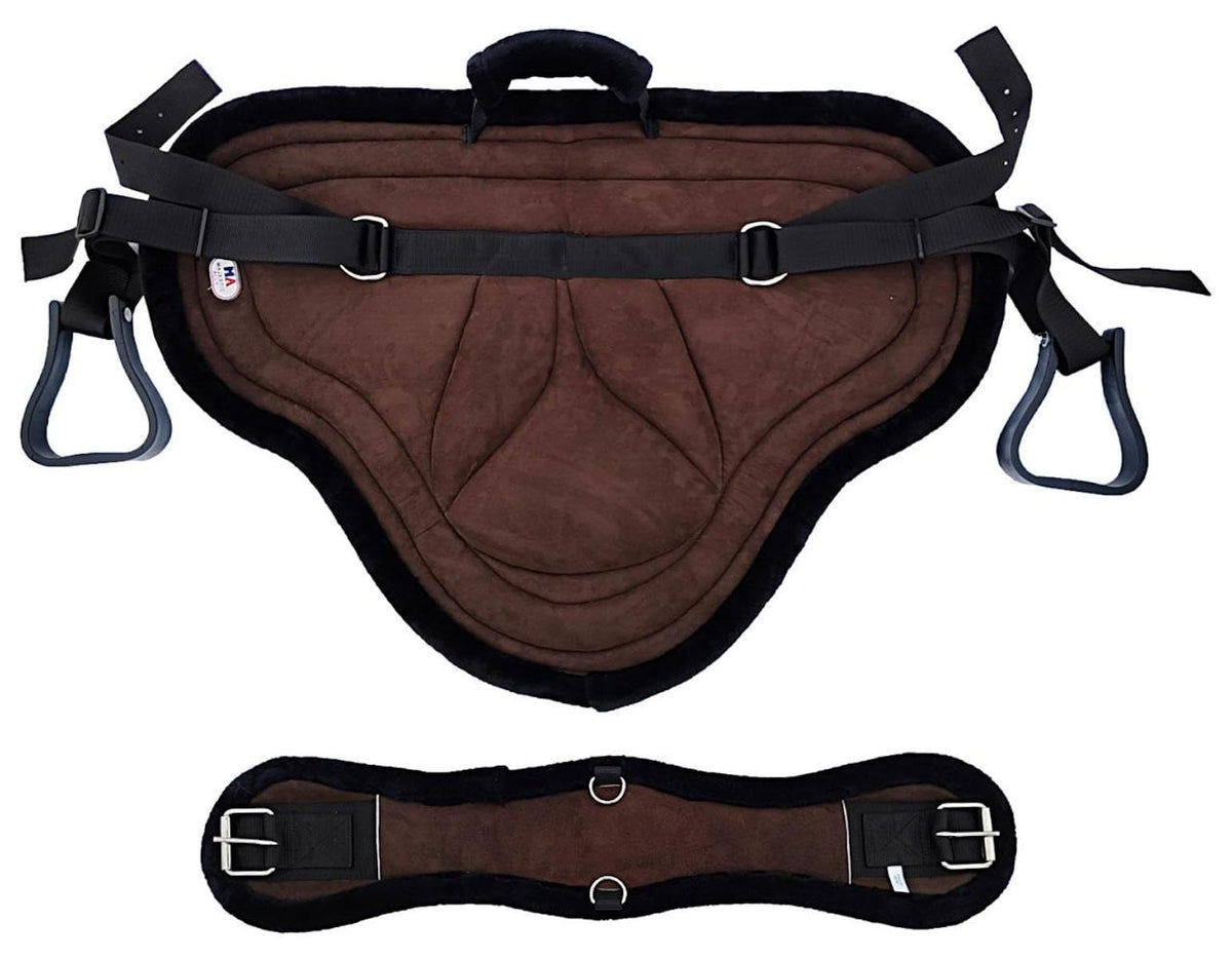 Padded Suede Leather Bareback Pad with Girth & Stirrups T24083
