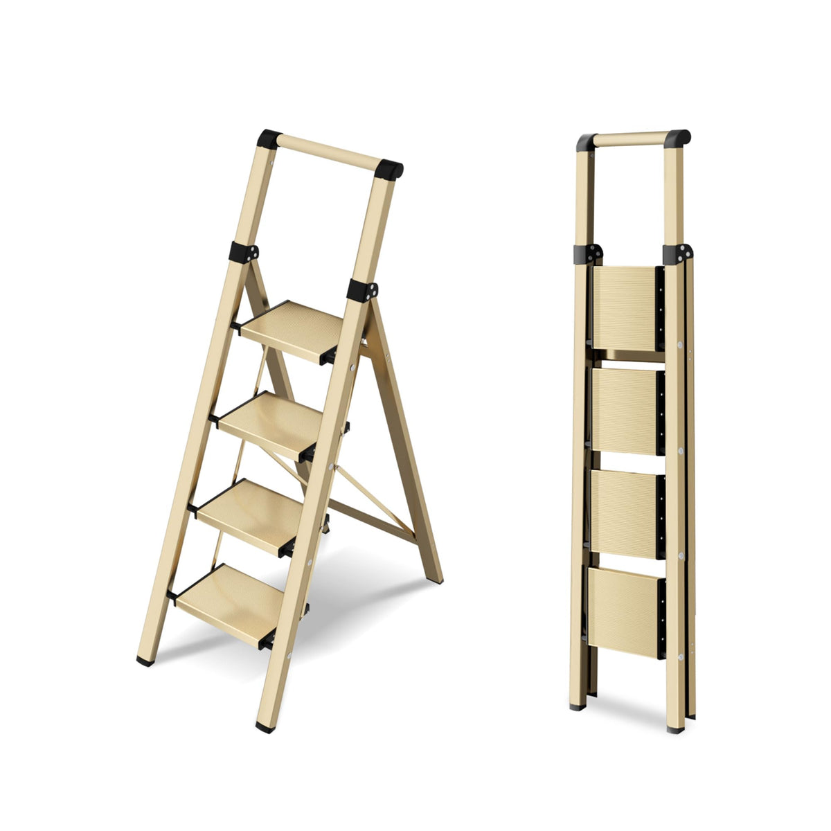 4 Step Lightweight Folding Ladder with Handgrip 330lbs Capacity M41119