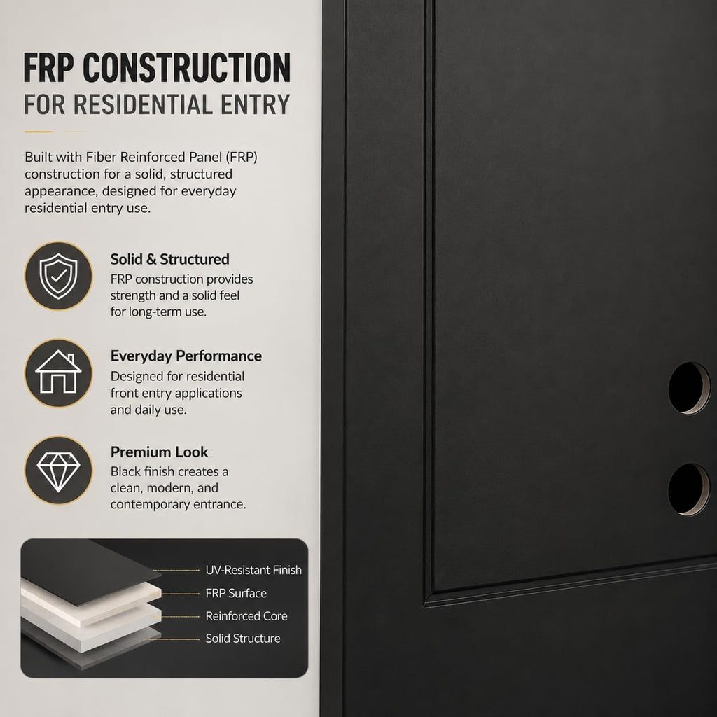 36" x 80" Black FRP Entry Door G692