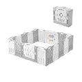 18 Panel Grey White Foldable Kids Playpen Safety Lock Gate J15412