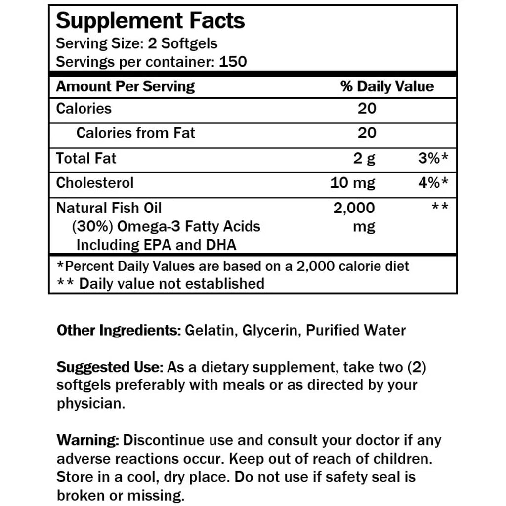 Omega 3 Fish Oil 1000mg 300 Softgels M5632
