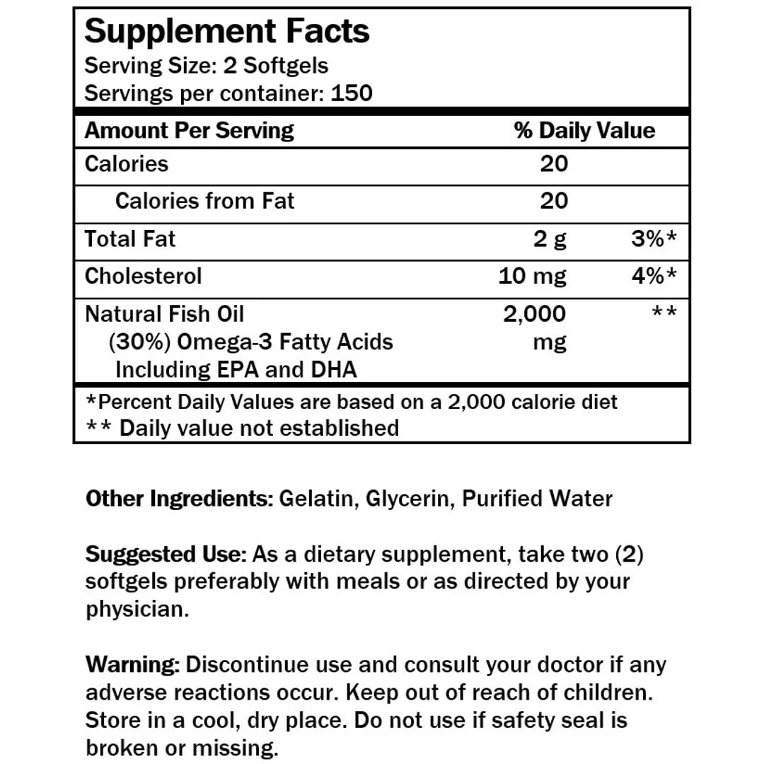 Omega 3 Fish Oil 1000mg 300 Softgels M5632