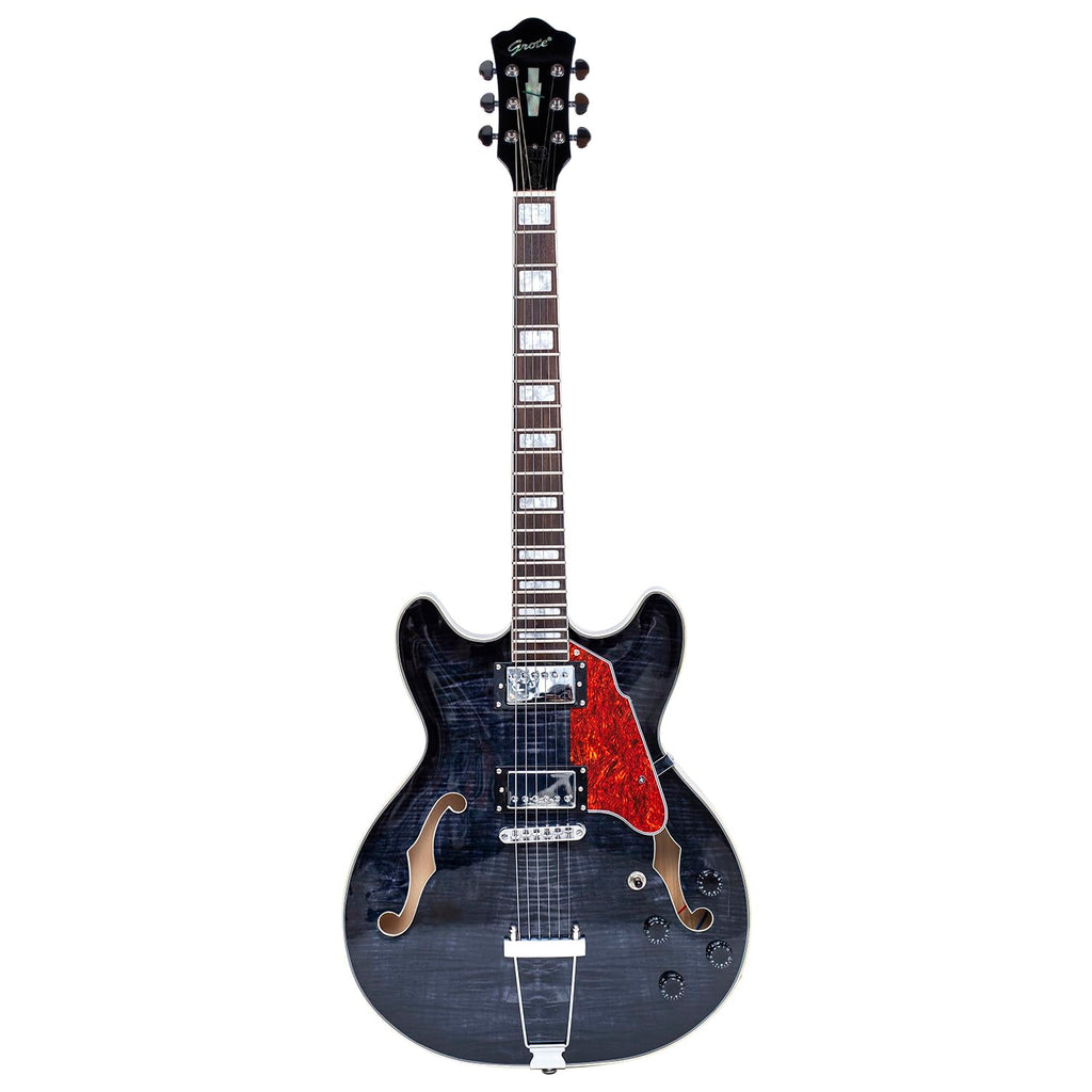 Black Semi-Hollow Body Electric Guitar with Gig Bag R644