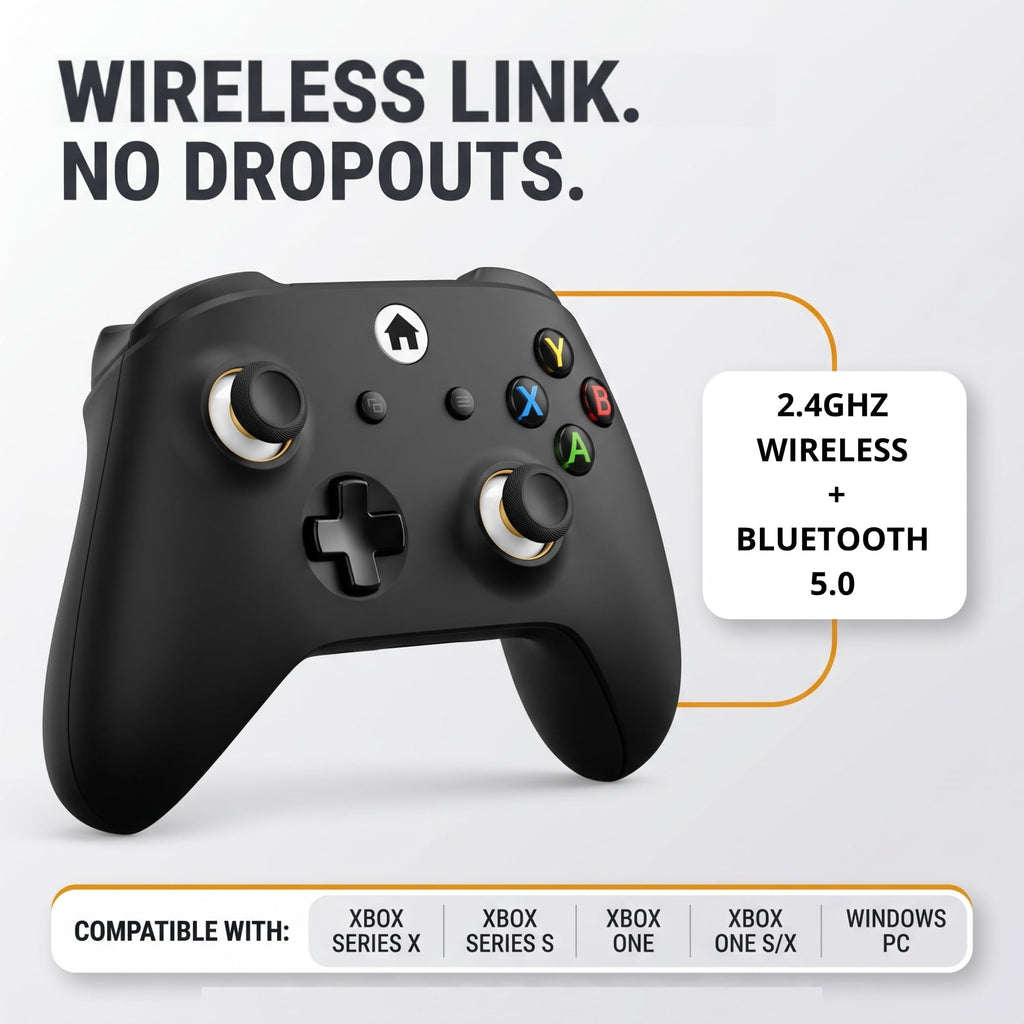 Wireless Controller with 6 Swappable Metal Thumbsticks, Hall Effect Sticks, Dual Rumble, Bluetooth 5.0 T367