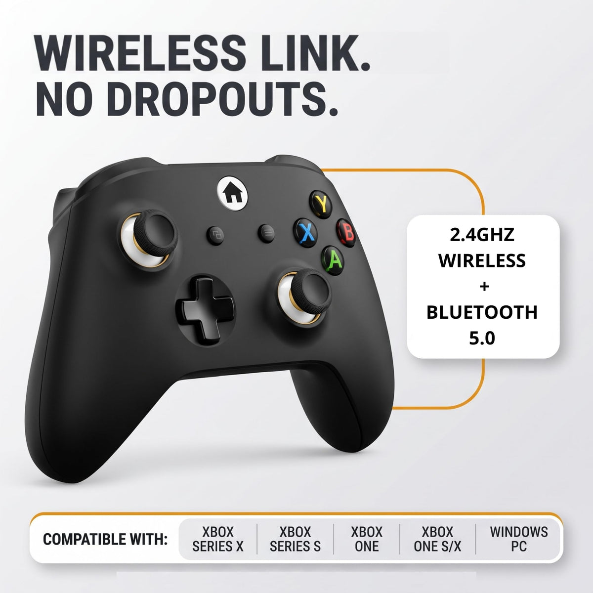 Wireless Controller with 6 Swappable Metal Thumbsticks, Hall Effect Sticks, Dual Rumble, Bluetooth 5.0 T367