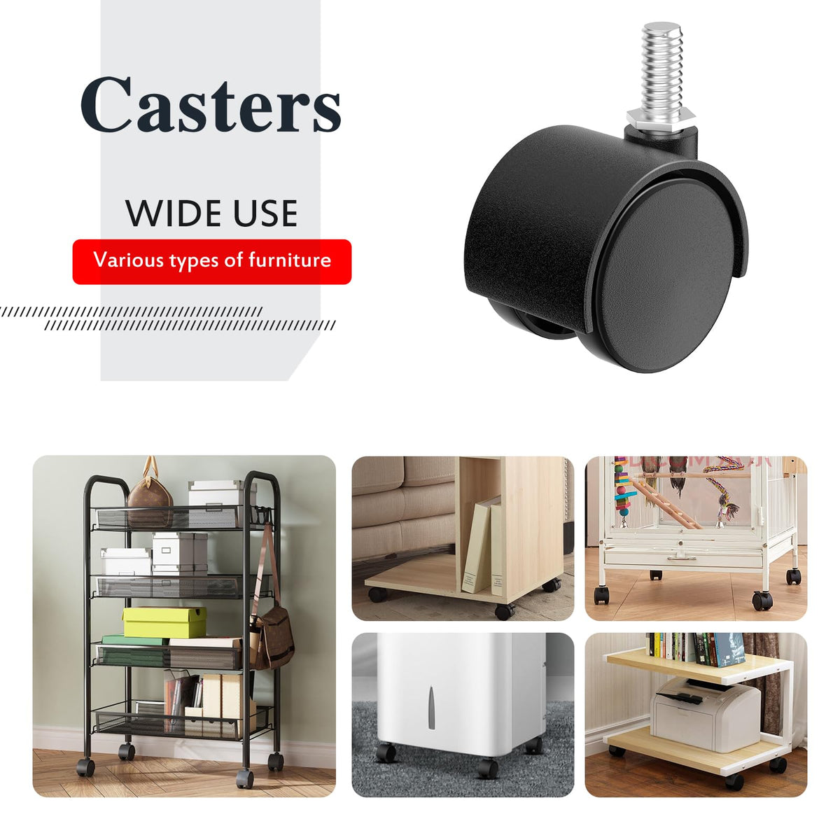 2 Inch Black Swivel Stem Casters Set of 4 G44138