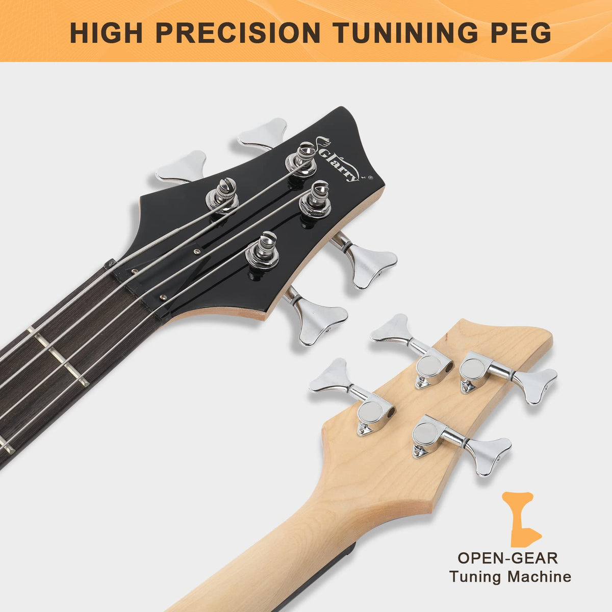 Electric Bass Guitar 4 Strings Black T26299