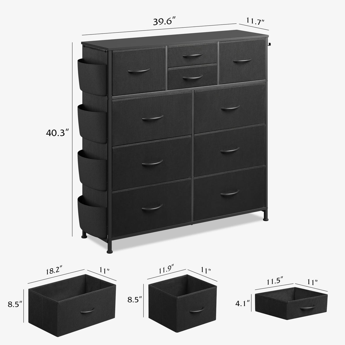 Black 10 Drawer Fabric Dresser E517405