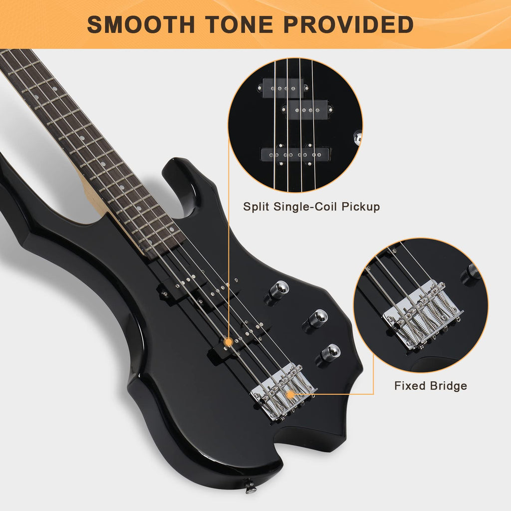 Electric Bass Guitar 4 Strings Black T26299