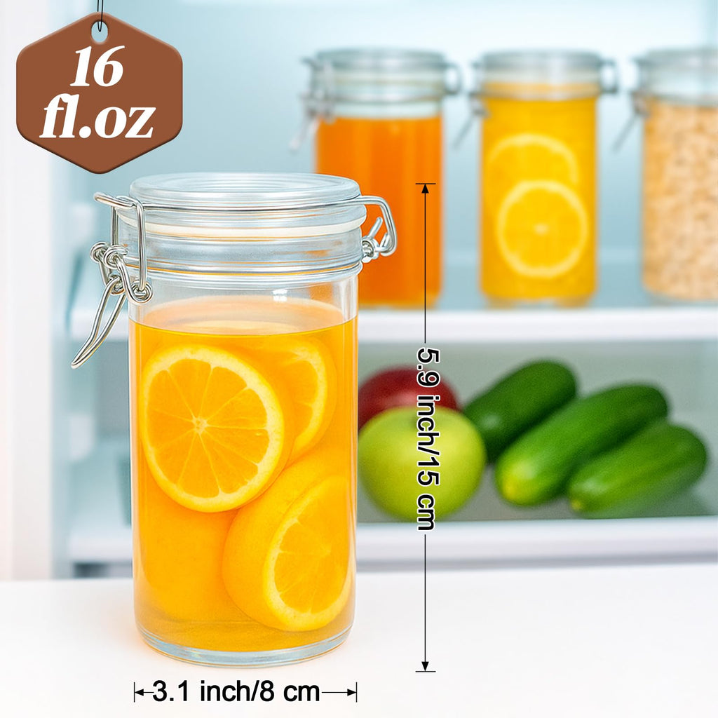8 PCS 16 oz Glass Jars with Airtight Lid K22863