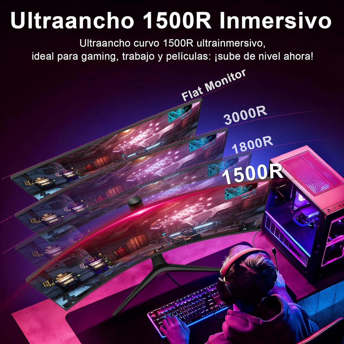 34 Inch Curved Ultrawide Gaming Monitor 180Hz UWQHD F251