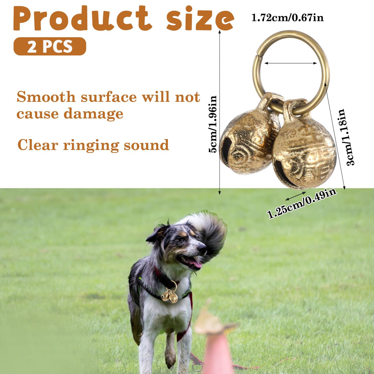 Copper Brass Dog Collar Bells 4 PCS S9444